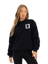 Offset Oversized Jumper - Schwarz