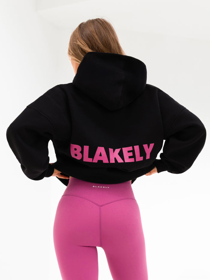 Amelie Oversized Hoodie - Schwarz & Rosa