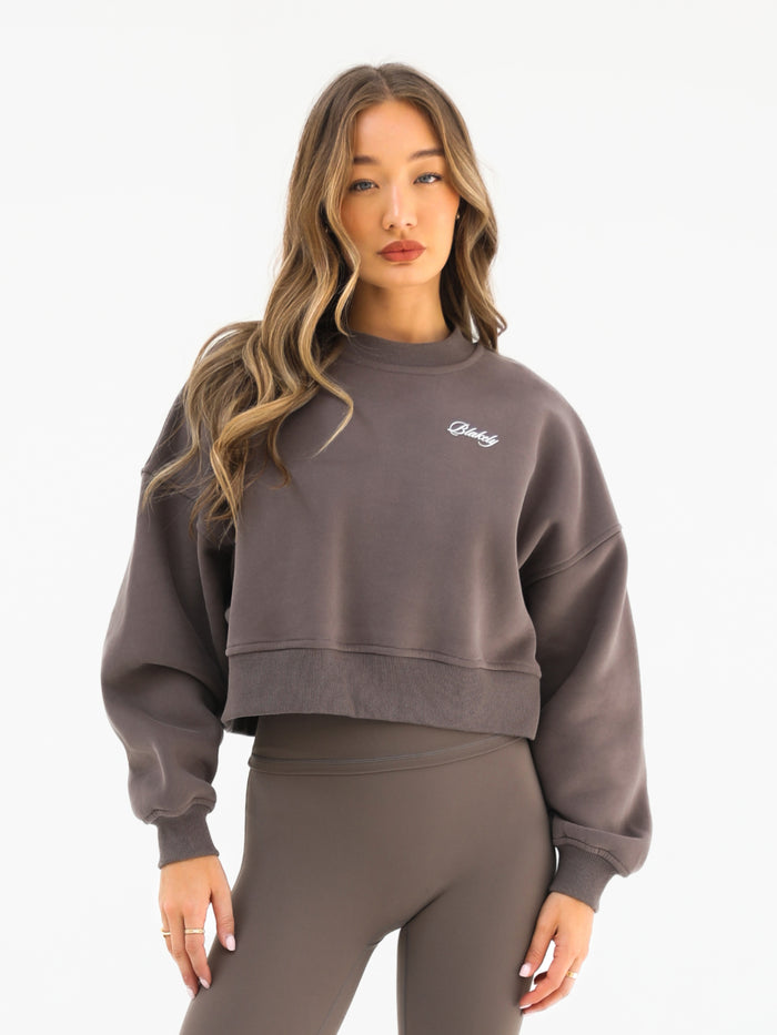 Off Duty Cropped Jumper - Ash Brown