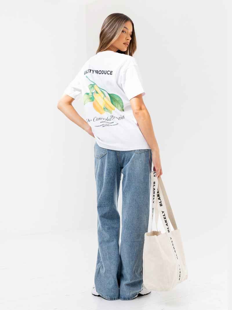 Lia Lemon Oversized T-Shirt - Weiß