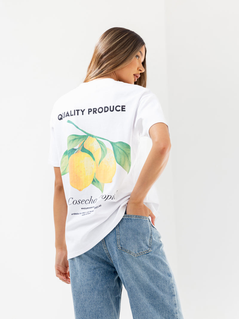 Lia Lemon Oversized T-Shirt - Weiß