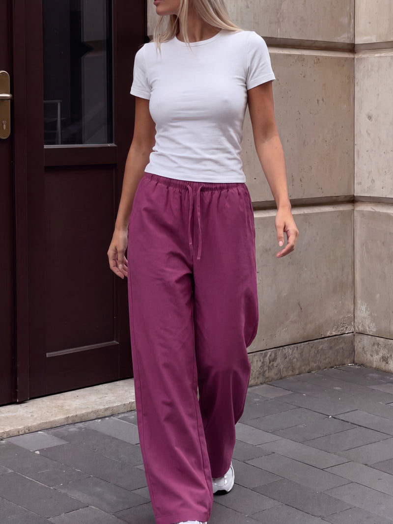 Maya Wide Leg Trousers - Maulbeere
