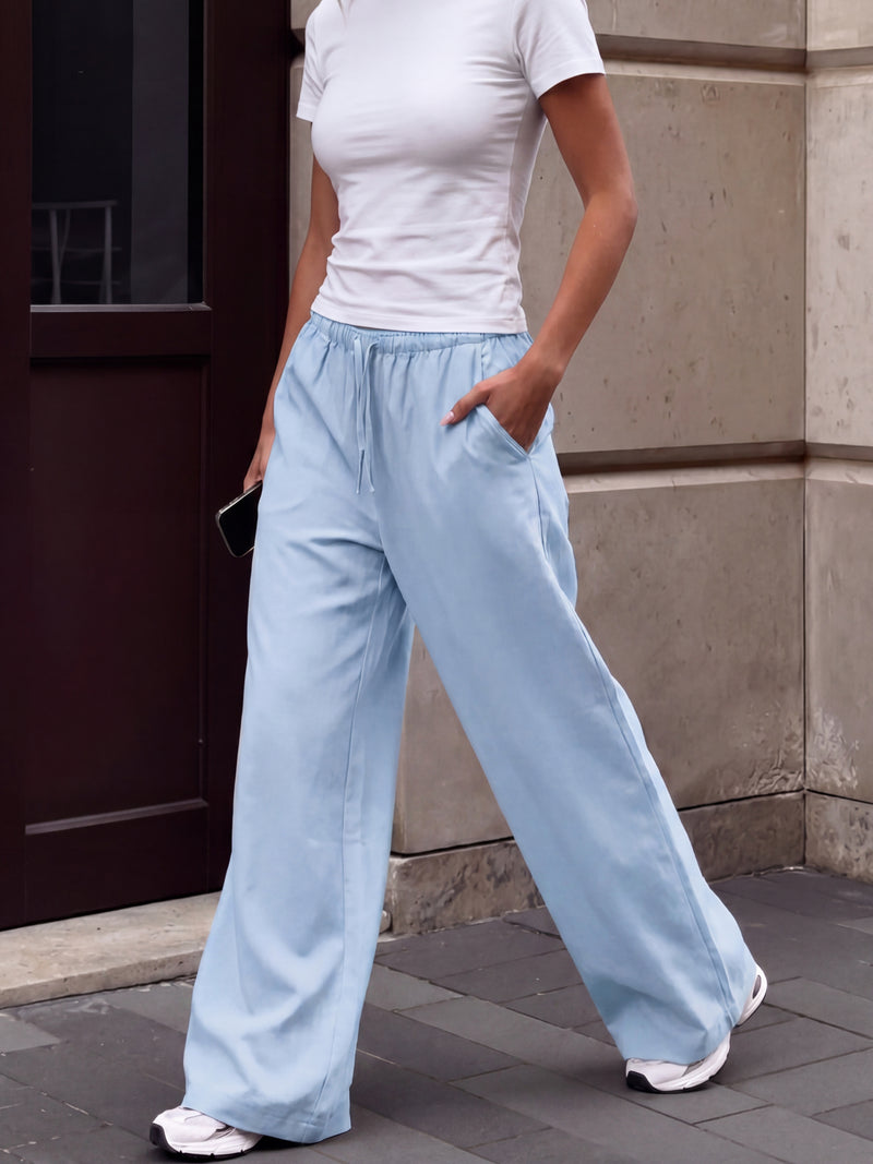 Maya Wide Leg Trousers - Zachtblauw