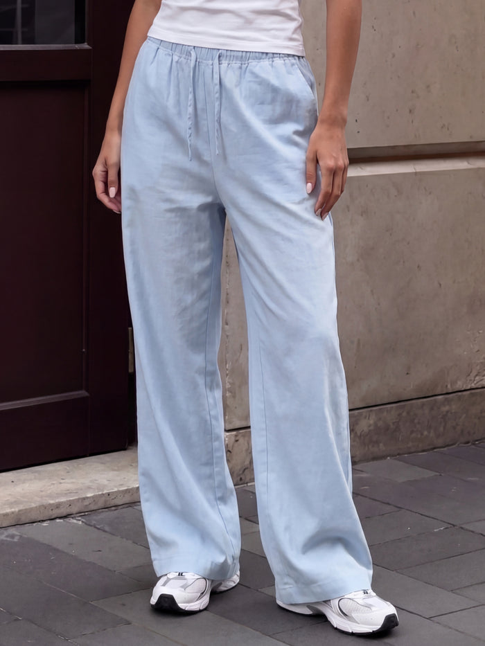 Maya Wide Leg Trousers - Zachtblauw