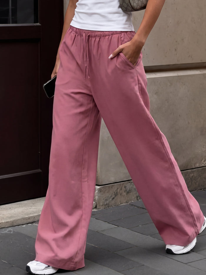 Maya Wide Leg Trousers - Donkere bes