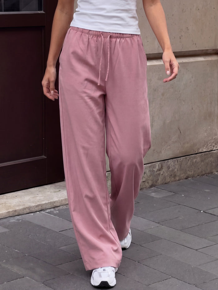 Maya Wide Leg Trousers - Stoffig roze