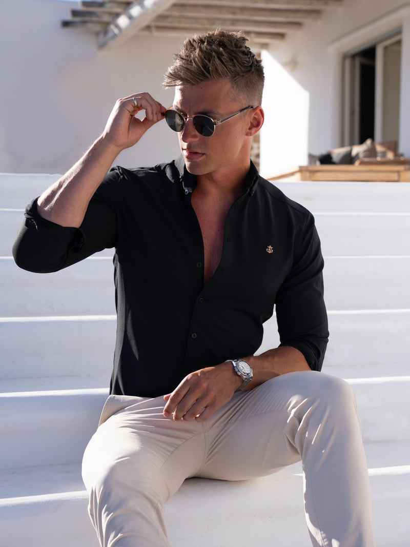 Farringdon Long Sleeve Shirt - Schwarz