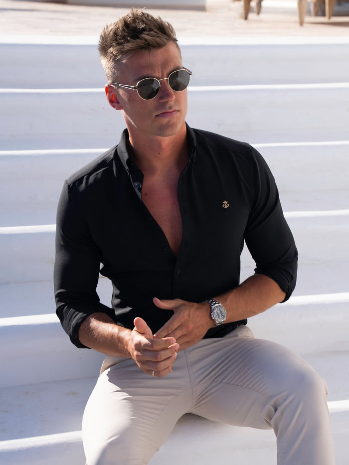 Farringdon Long Sleeve Shirt - Schwarz
