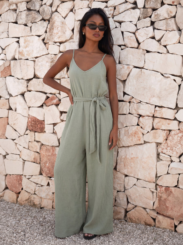 Mila Jumpsuit - Zachte salie