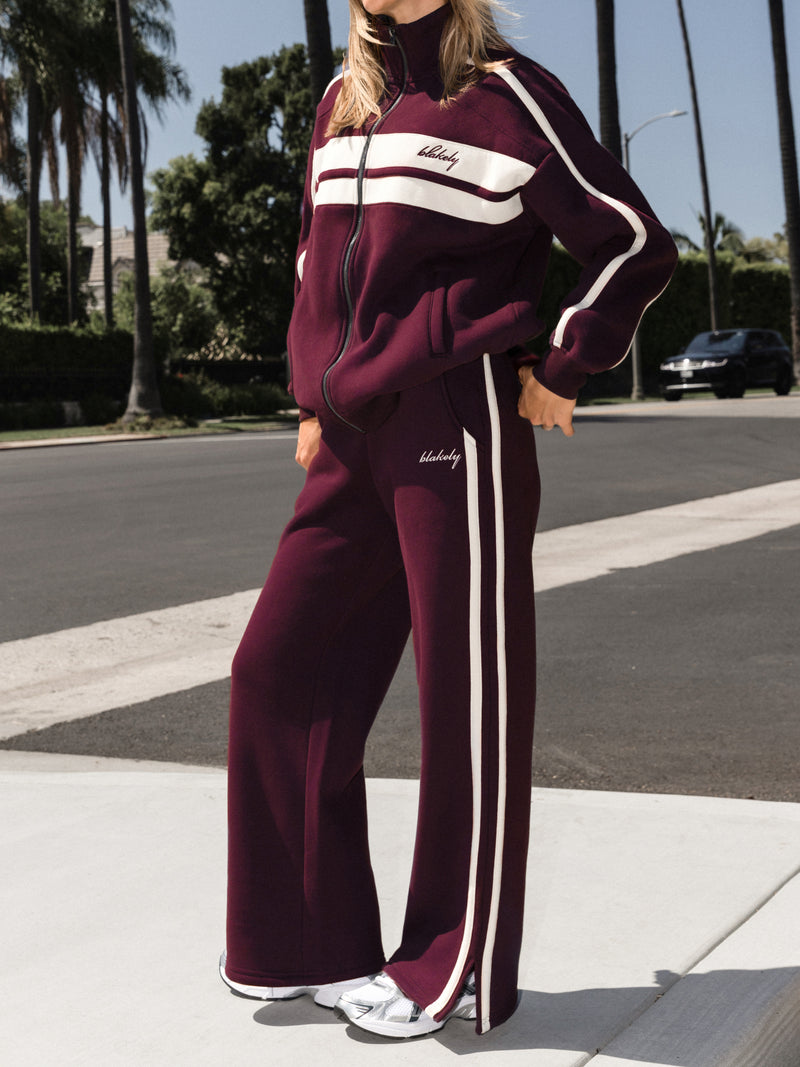 Koop Blakely Dames Diep Bourgondië Yasmin Wide Leg Sweatpants | Gratis ...