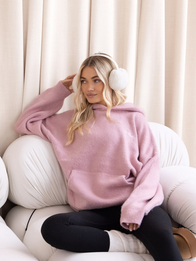Marley Oversized Knitted Hoodie - Petal Pink