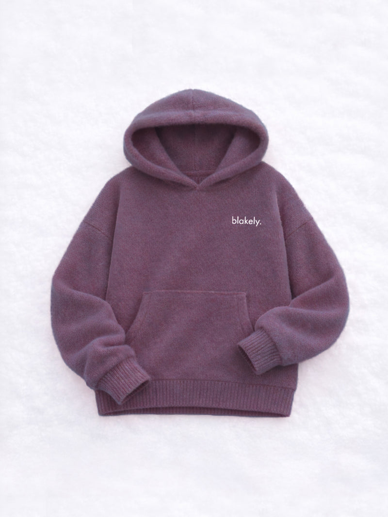 Mason Relaxed Knitted Hoodie - Pflaume
