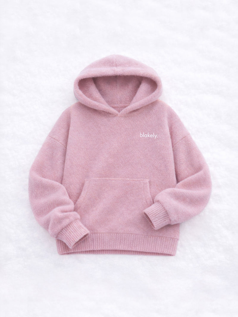 Marley Oversized Knitted Hoodie - Petal Pink