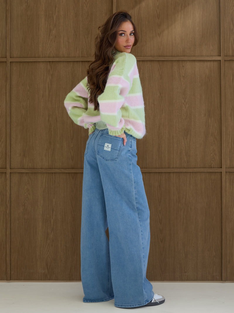 Billie Stripe Knitted Jumper - Light Pink