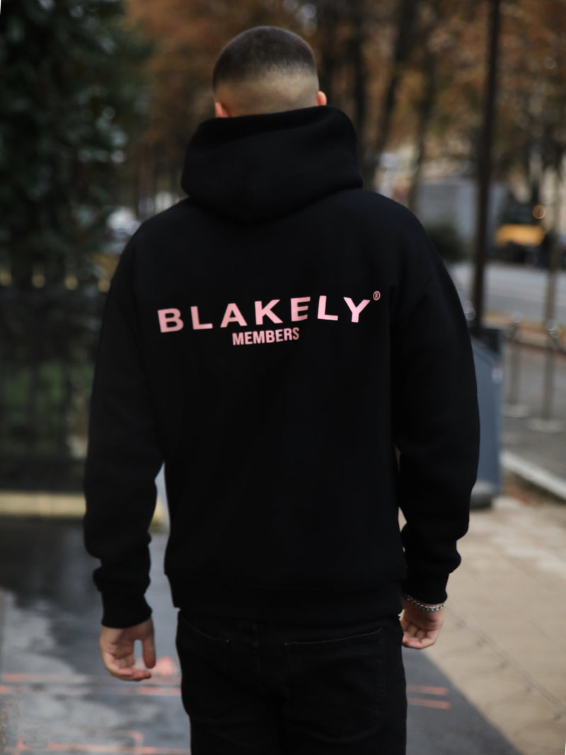 Members Relaxed Hoodie - Black & Pink