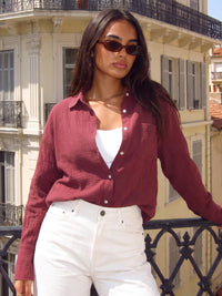Mila Oversized Shirt - Rouge lavé