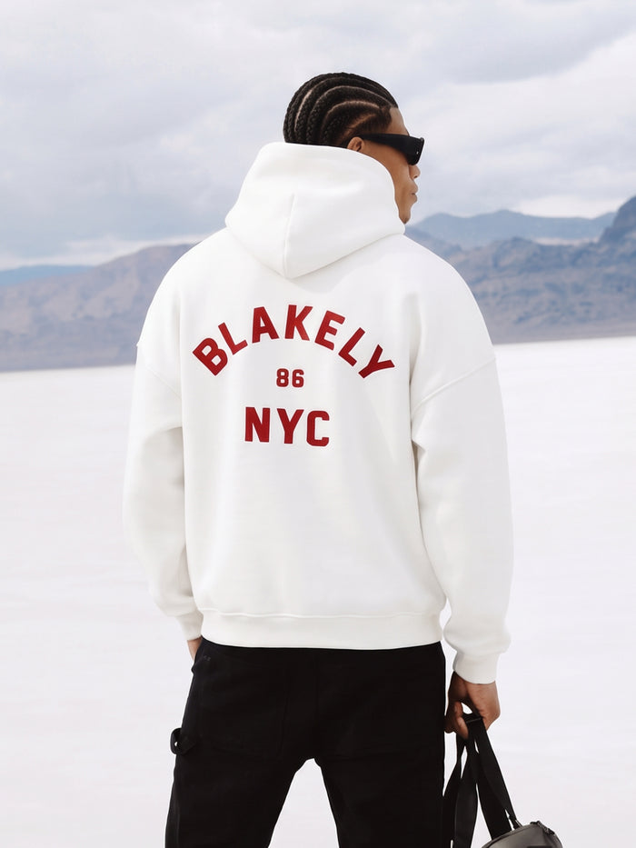 NYC Relaxed Hoodie - Wit en rood