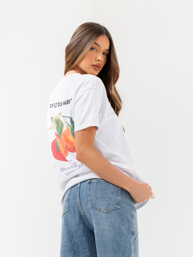 Orla Orange Oversized T-Shirt - Weiß