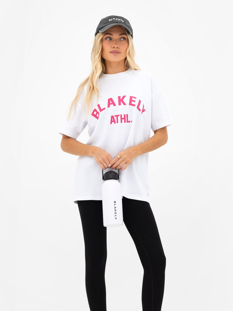 Joah Oversized T-Shirt - White & Bubblegum Pink