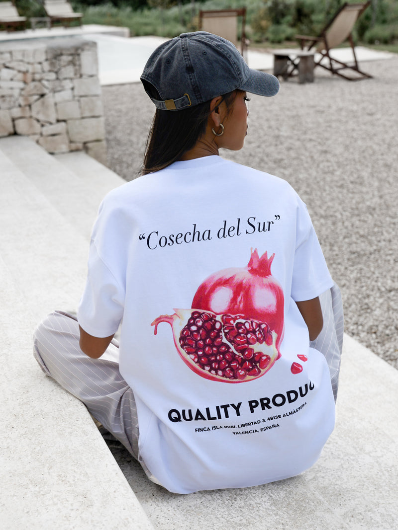 Posy Pomegranate Oversized T-Shirt - Blanche