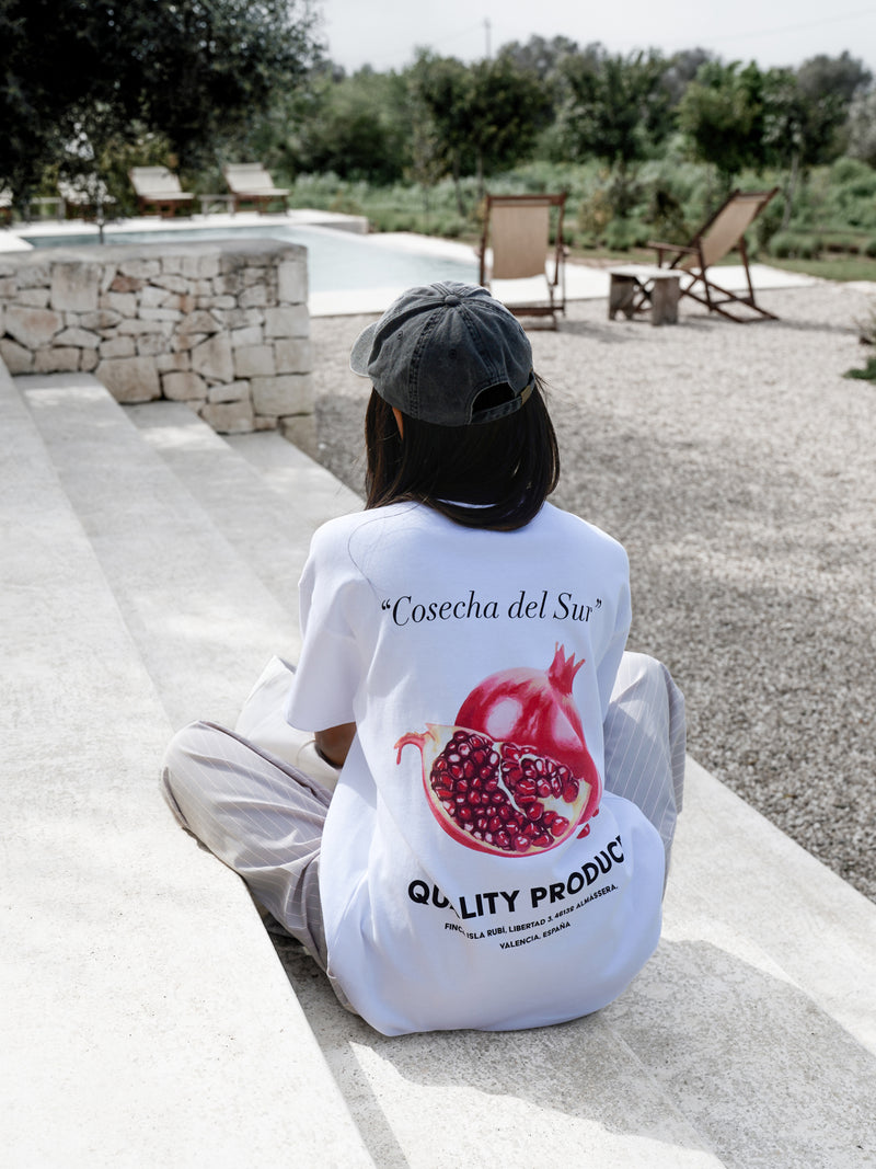 Posy Pomegranate Oversized T-Shirt - Blanche