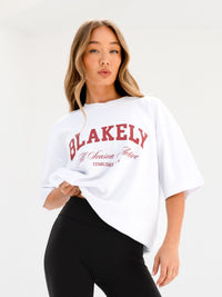 Melrose Ultra Oversized T-Shirt - White & Cherry Red