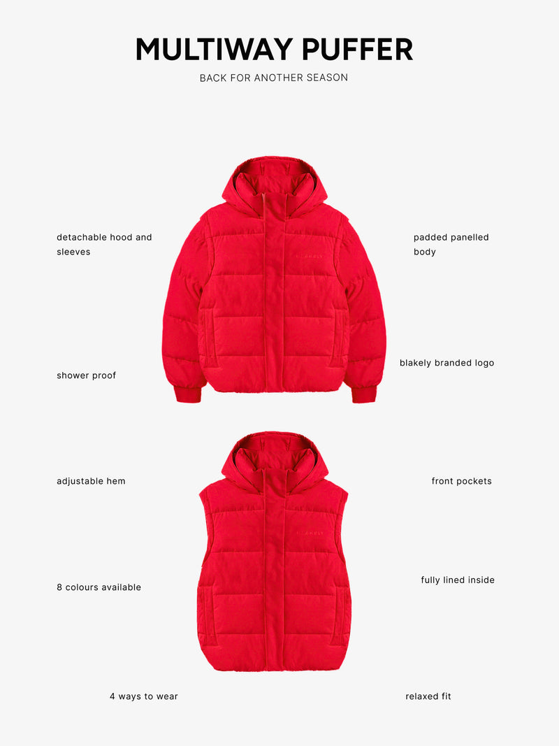 Multiway Puffer Coat 2 - Red