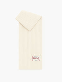 Script Label Knit Scarf - Cream