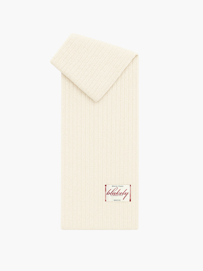 Script Label Knit Scarf - Cream