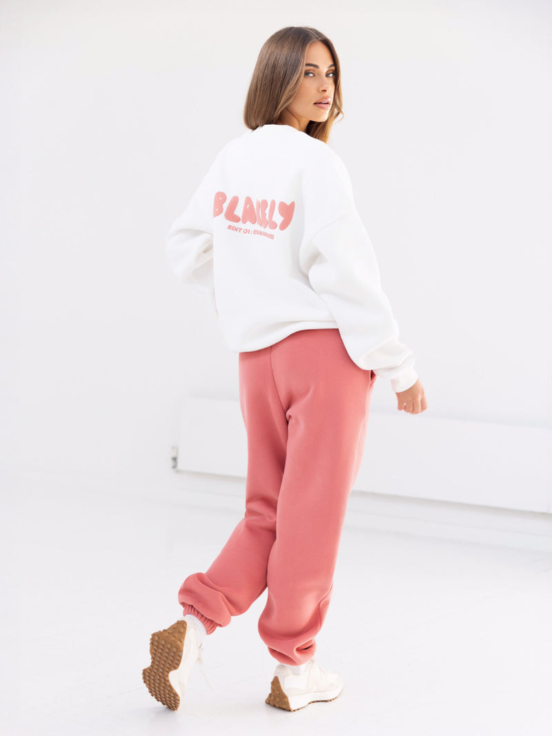 Cloud Jumper & Sweatpants Set - Flat White & Sunrise Coral