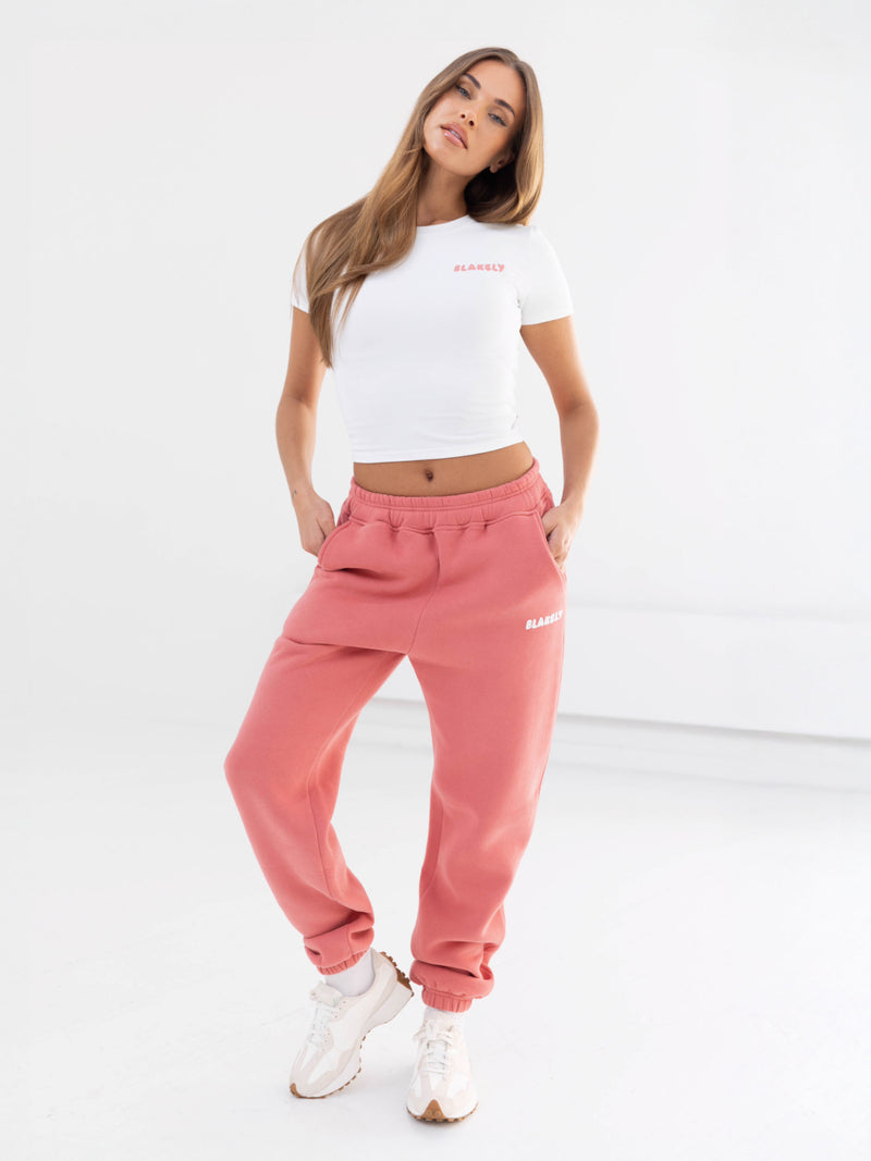 Cloud Crop Top & Sweatpants Set - Flat White & Sunrise Coral