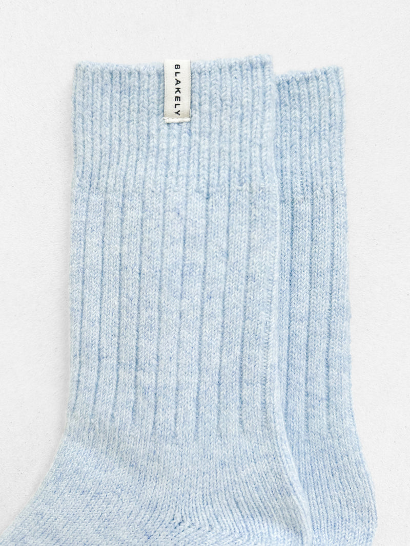 Label Knitted Socks - Bleu bébé