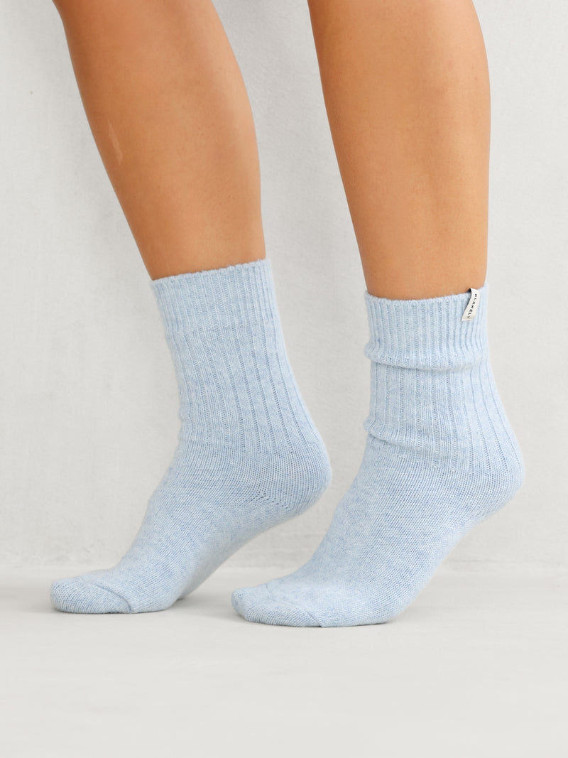 Label Knitted Socks - Bleu bébé