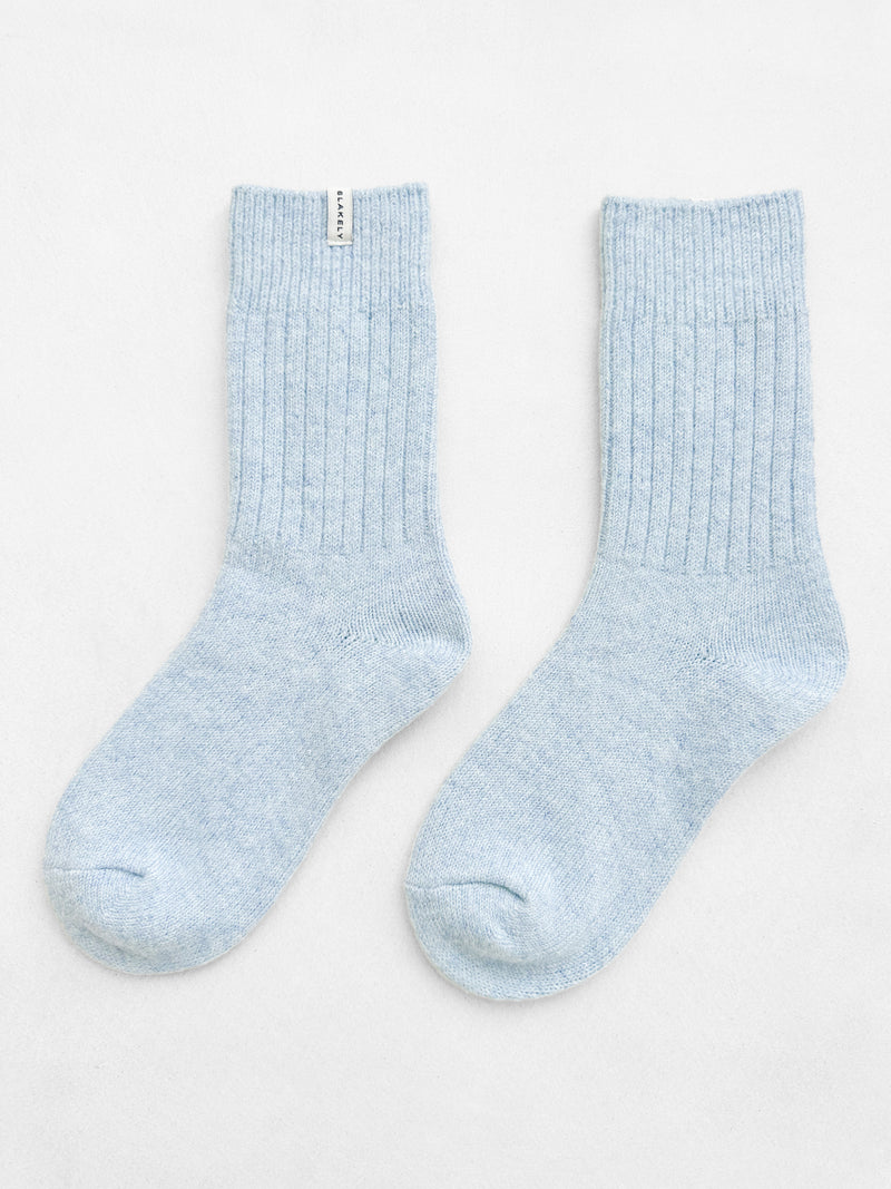 Label Knitted Socks - Bleu bébé