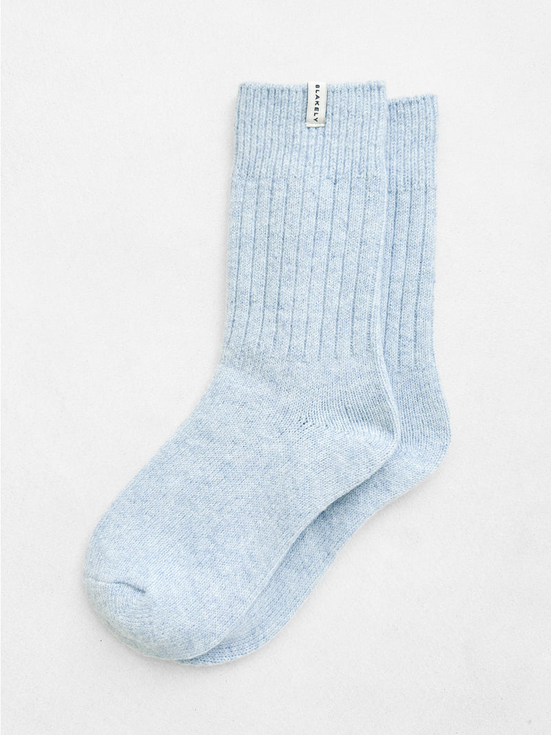 Label Knitted Socks - Bleu bébé