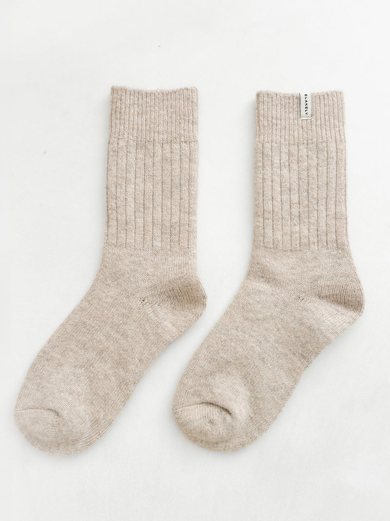 Label Knitted Socks - Geröstetes Taupe