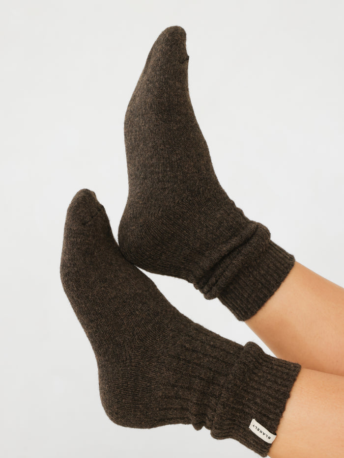 Label Knitted Socks - Schokoladenbraun