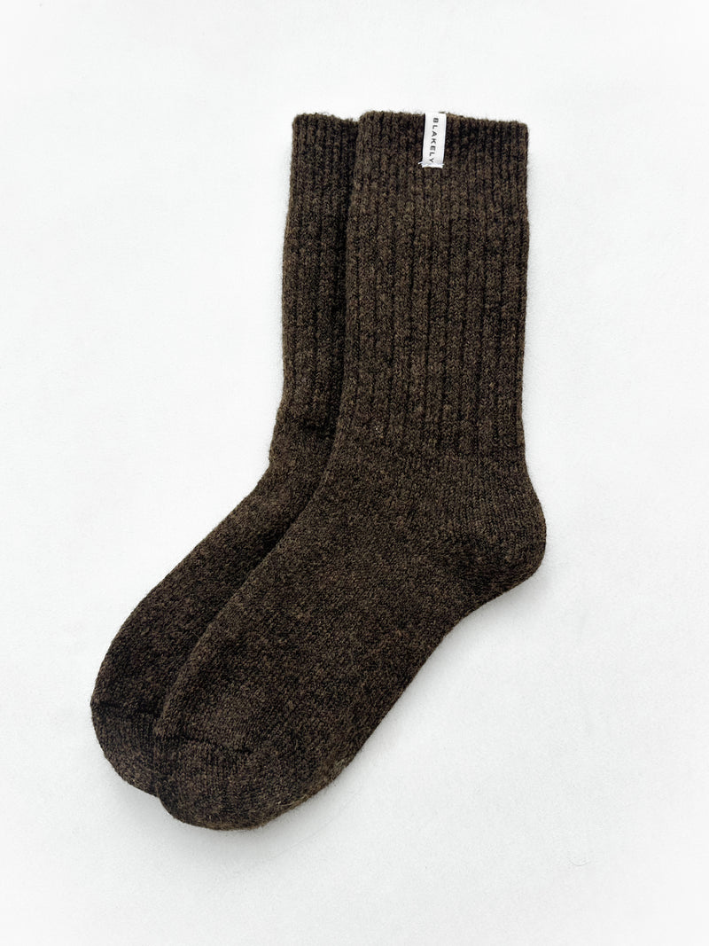 Label Knitted Socks - Brun chocolat