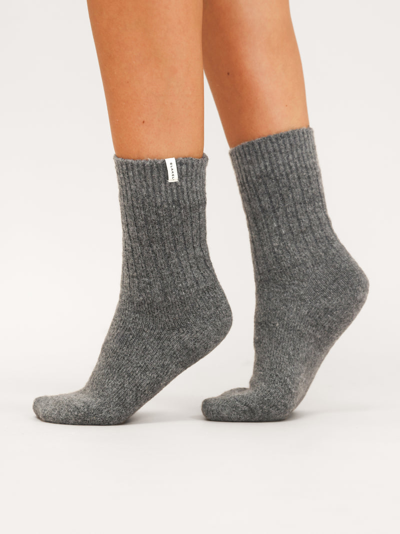 Label Knitted Socks - Marl Charcoal