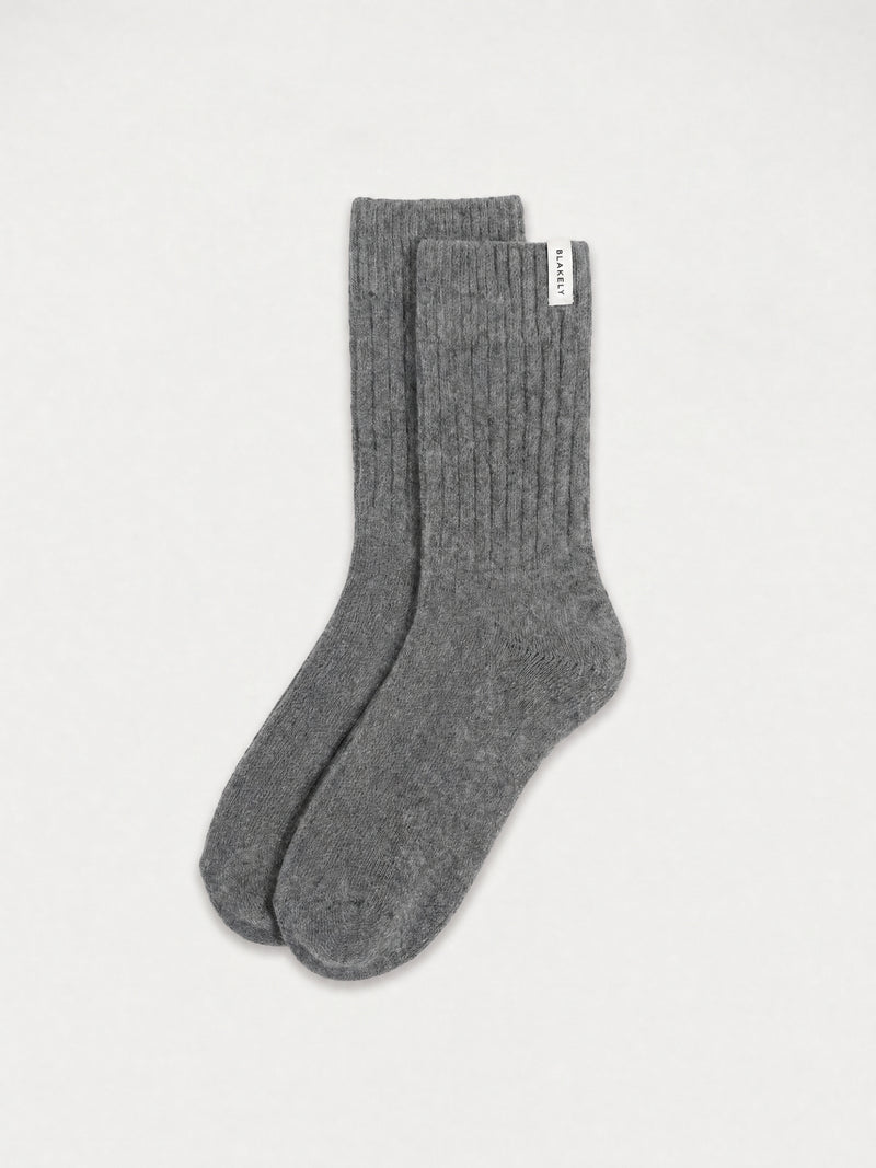 Label Knitted Socks - Marl Charcoal