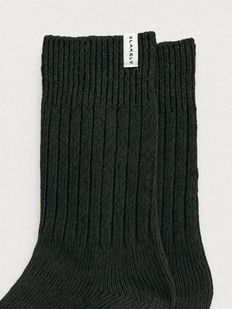 Label Knitted Socks - Dark Green