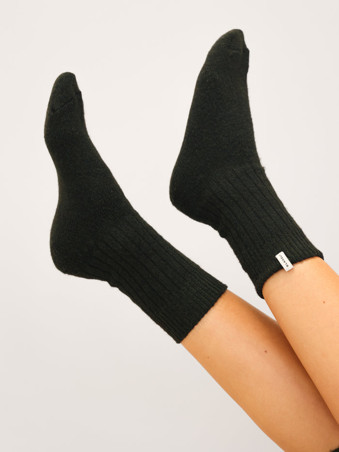 Label Knitted Socks - Dunkelgrün