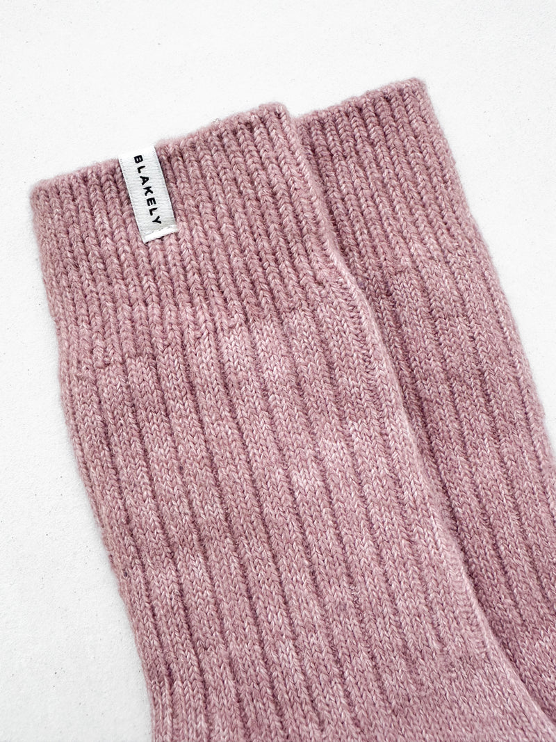 Label Knitted Socks - Staubiges Rosa
