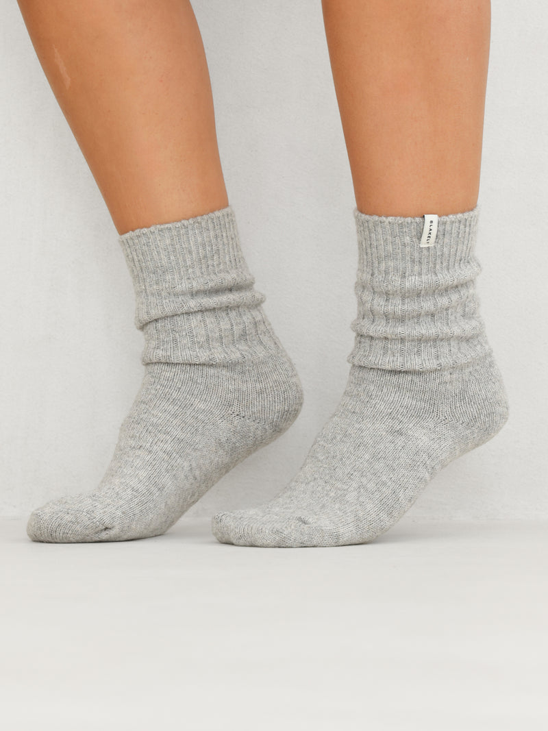 Label Knitted Socks - Gris chiné
