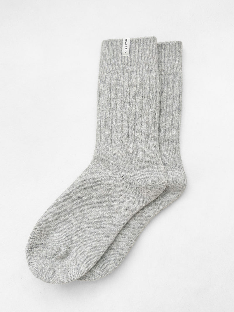 Label Knitted Socks - Gris chiné