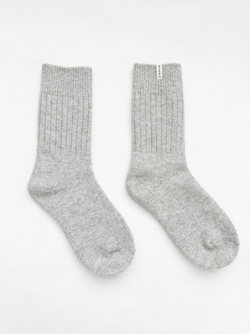 Label Knitted Socks - Gris chiné