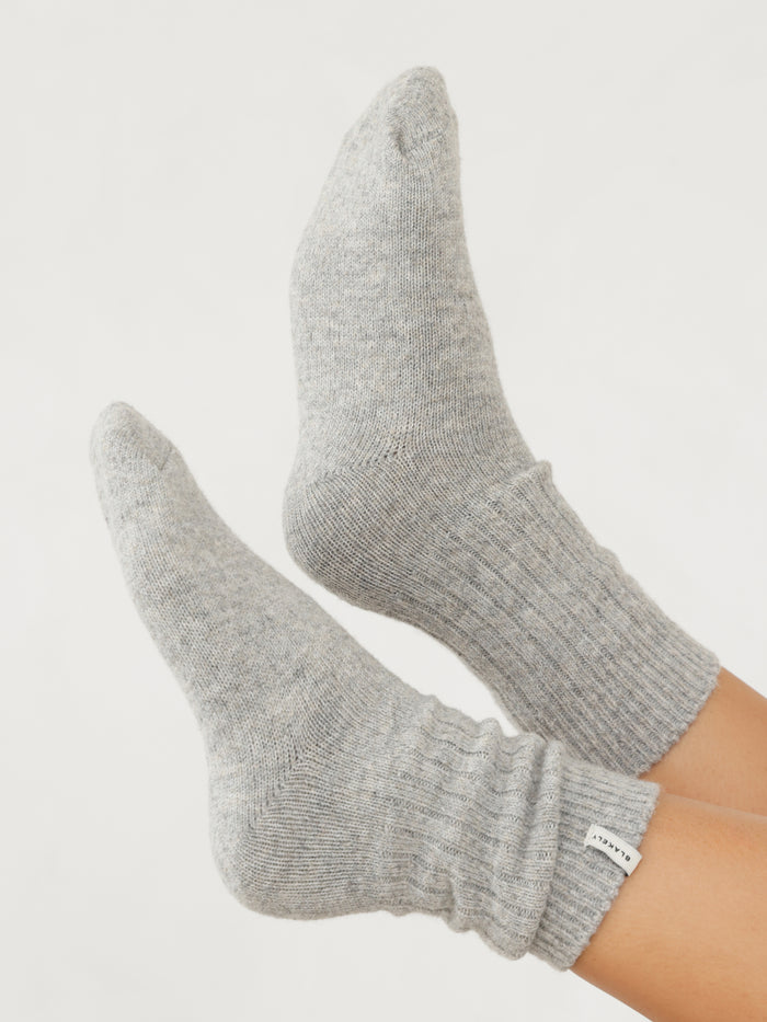 Label Knitted Socks - Mergelgrau