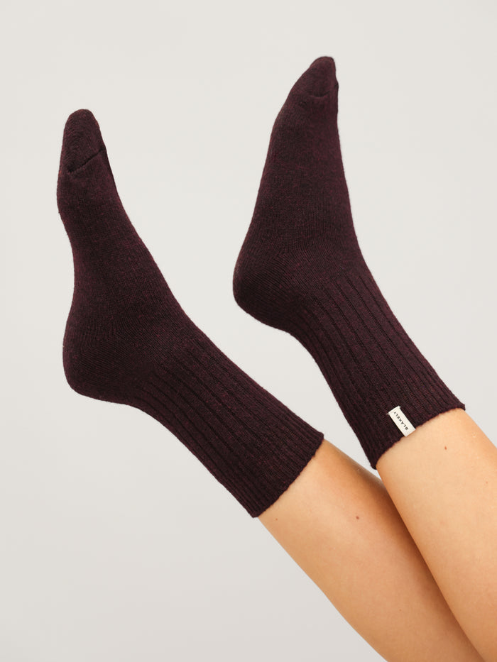 Label Knitted Socks - Dunkles Maulbeere