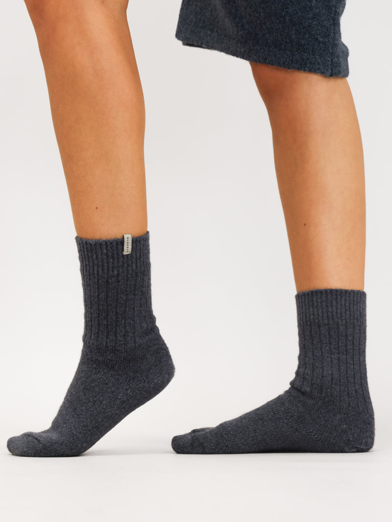 Label Knitted Socks - True Navy