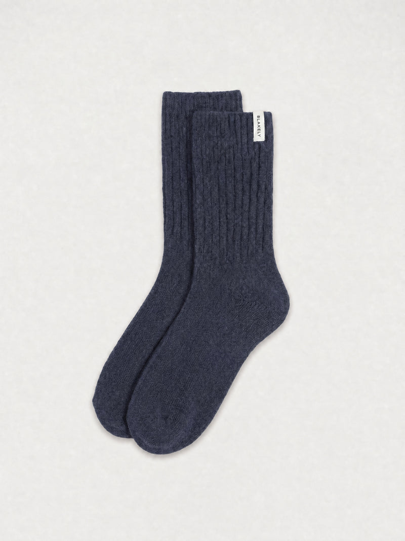 Label Knitted Socks - True Navy